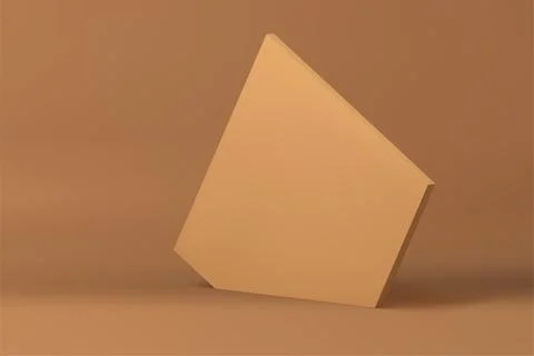 Beige pentagonal 3d wall geometric showcase for product promo presentation .. イラスト素材