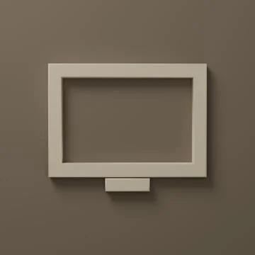 Beige Picture frame on table icon isolated on brown background. Minimalism .. Stockillustratie