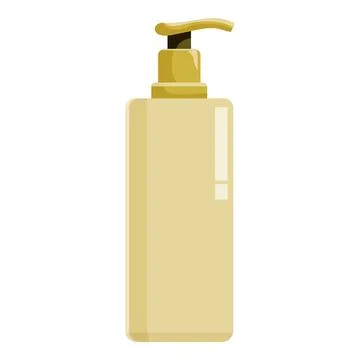 Beige plastic bottle with golden pump dispenser for cosmetics, soap, or shamp Stock Illustration