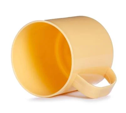 Beige plastic cup mug Stock Photos