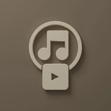 Beige Play in square icon isolated on brown background. Minimalism concept... Illustrazione stock