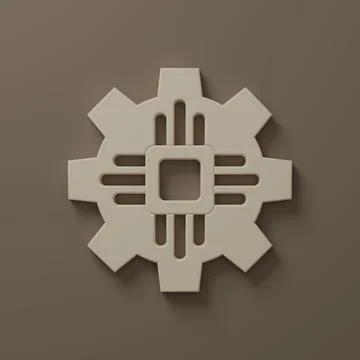 Beige Processor icon isolated on brown background. CPU, central processing .. 스톡 일러스트