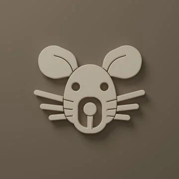 Beige Rat head icon isolated on brown background. Mouse sign. Animal symbol.. Stock Illustration