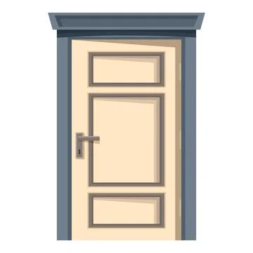 Beige rectangular door with metal handle and grey frame Stock Illustration