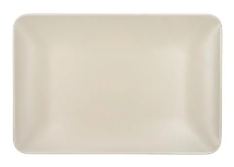 Beige rectangular plate isolated on white background. Stock Photos