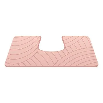 Beige rectangular toilet mat with stripes, warm floor covering. Ilustración de archivo