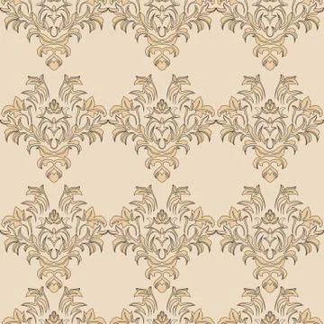 Beige romance vector seamless pattern. Pattern for tile of curtains Stock Illustration