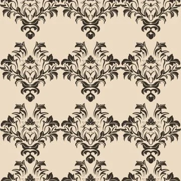 Beige romance vector seamless pattern.Pattern for tile of curtains for wallpaper Stock Illustration