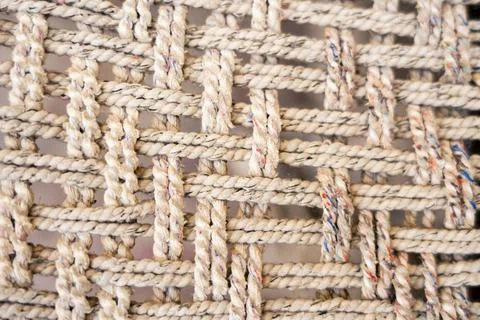 Beige Rope Texture: Woven Pattern, Intertwined Cord Background, Natural Fib.. Stock Photos