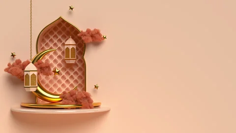 Beige Rotating Islamic Lanterns with copy space. Vidéo 262976201