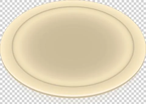Beige round 3D render platform is floating on clear backdrop, showing raised rim Illustrazione stock