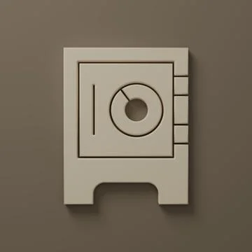Beige Safe icon isolated on brown background. The door safe a bank vault wi.. Stock Illustration