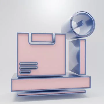 Beige Scale with cardboard box icon isolated on grey background. Logistic a.. Stock Illustration
