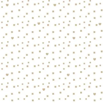 Beige Seamless repeat pattern with random uneven squares and small hearts sha Stock Illustration