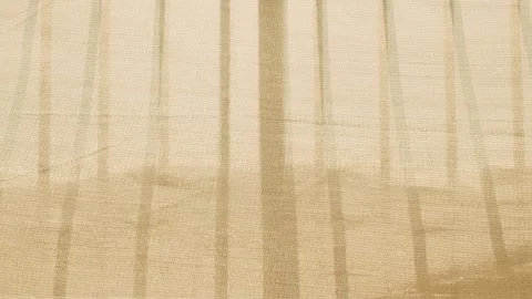 Beige Sheer Curtain Fabric Texture with Vertical Striped Pattern Stock Footage 346189679
