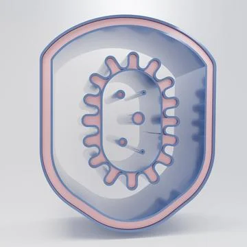 Beige Shield protecting from virus, germs and bacteria icon isolated on gre.. Stock Illustration