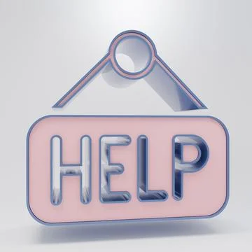 Beige Signboard with text Help icon isolated on grey background. Minimalism.. Stock Illustration