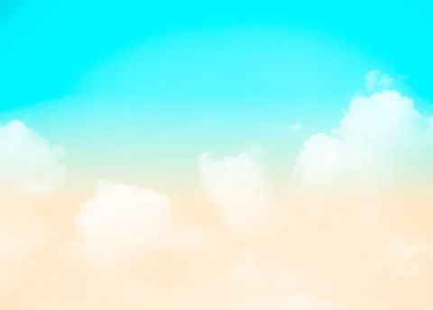 Beige sky blue pastel summer background cloud sunset cloudy landscape Stock Illustration