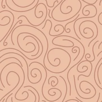 Beige smooth rounded lines hand drawn brush stroke seamless pattern. vector i Illustrazione stock