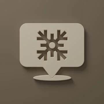 Beige Snowflake with speech bubble icon isolated on brown background. Merry.. Stockillustratie