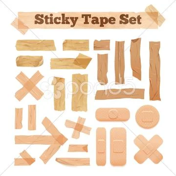 Beige Sticky Tape Set Stock Illustration