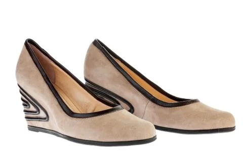 Beige suede platform shoes Stock-Fotos