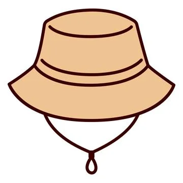 Beige sun hat cartoon doodle icon Illustrazione stock