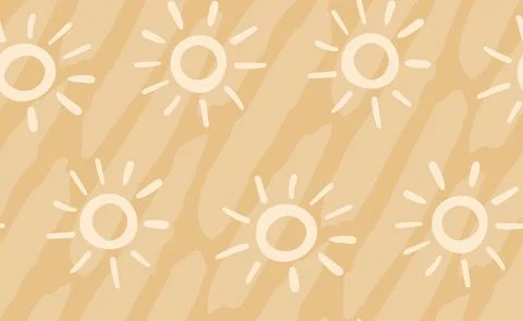 Beige Sun seamless pattern. Simple strokes vector illustration Stock Illustration