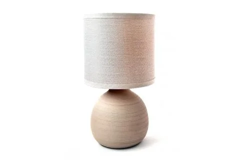 Beige table lamp on a white background. Beautiful lamp Stock Photos
