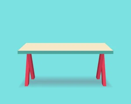 Beige table with red legs Stock Illustration