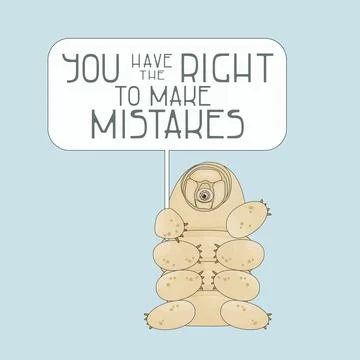 Beige tardigrade holds a table with text in its paw. You have the right to ma Stock Illustration