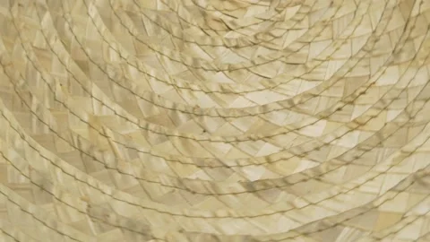 Beige Texture Of The Material Made of Palm Leaf, Rotation. Abstract Rotating Bei Stock Footage 156243914