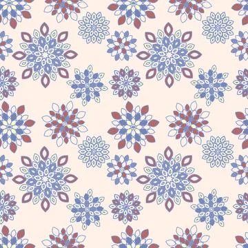 Beige Tile Design with Floral Repeat Pattern Background Stock Illustration