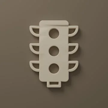Beige Traffic light icon isolated on brown background. Minimalism concept. .. Illustrazione stock