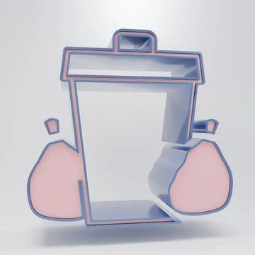 Beige Trash can icon isolated on grey background. Garbage bin sign. Recycle.. Stock Illustration
