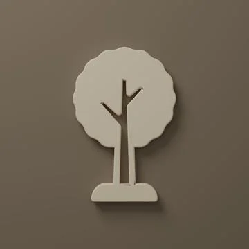 Beige Tree icon isolated on brown background. Forest symbol. Minimalism con.. Stock Illustration