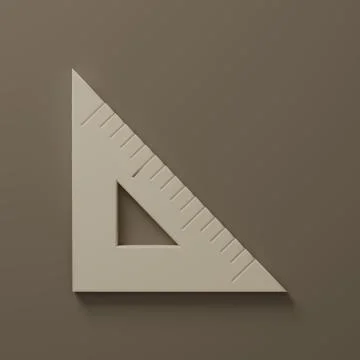 Beige Triangular ruler icon isolated on brown background. Straightedge symb.. Stock Illustration