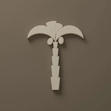 Beige Tropical palm tree icon isolated on brown background. Coconut palm tr.. Stock Illustration