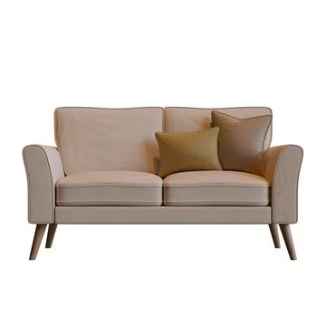 Beige Two Seater Sofa Front View 3D Render Illustration Stock Illustration