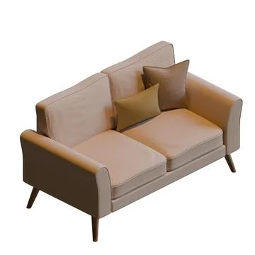 Beige Two Seater Sofa Isometric View 3D Render Illustration Stock Illustration