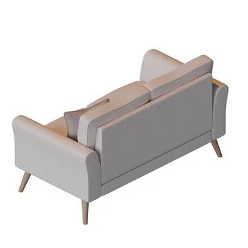 Beige Two Seater Sofa Rear Isometric View 3D Render Illustration Stock Illustration