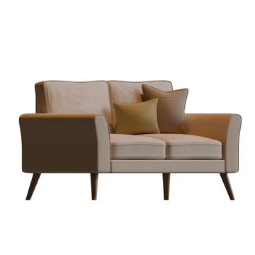 Beige Two Seater Sofa Side View 3D Render Illustration Stock Illustration