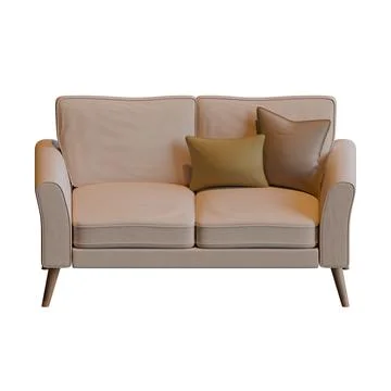 Beige Two Seater Sofa Top Front View 3D Render Illustration Stock Illustration