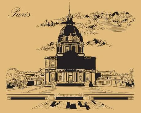 Beige vector hand drawing Paris, part 6 Stock Illustration