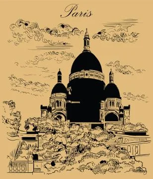 Beige vector hand drawing Paris, part 9 库存插图