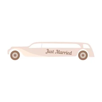 Beige vector wedding car on white Stock Illustration