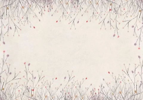Beige vintage background, branches without leaves in the form of a frame Stock Illustration