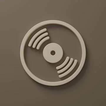 Beige Vinyl disk icon isolated on brown background. Minimalism concept. 3D .. Stock Illustration