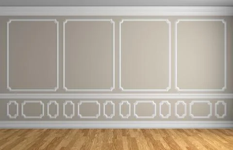 Beige wall in classic style empty room Stock Illustration