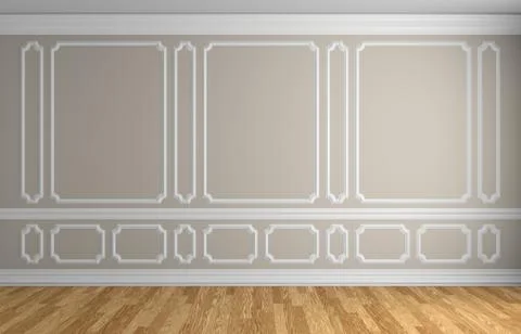 Beige wall in classic style empty room architectural background Stock Illustration